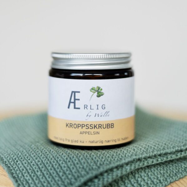 foto kroppsskrubb appelsin Ærlig by Walle på grønn klut