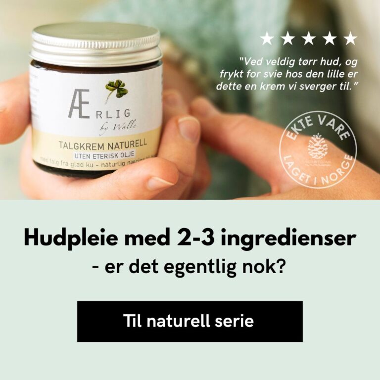 Kvinnelig hånd holder krukke med talgkrem naturell fra ærlig by walle