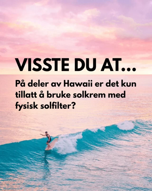 På Hawaii har solkrem blitt en viktig miljøsak☘️ Øygruppen har innført forbud mot solkremer som inneholder visse kjemiske solfiltre, da disse stoffene er påvist å skade korallrev og det marine økosystemet. 

To av øyene har tatt det enda et steg videre – der er det nå kun tillatt med solkremer som inneholder mineralfilter som f.eks sinkoksid.

For å redusere behovet for store mengder solkrem, oppfordres befolkningen til å følge solvettreglene. Altså, unngå solen midt på dagen, søk skygge og dekk deg til med solhatt og lette klær☀️

Når en først har behov for solkrem, er det kun tillat med mineralbaserte varianter – da de ansees å være det mest skånsomme valget – både for huden din og for livet i havet. 

Noe å tenke på... 🤔

TIPS! Solkrem fra Ærlig by Walle - vi bruker solfilteret sinkoksid😘

.
.
.
.

#ærligbywalle #solkrem #solfilter #solbeskyttelse #miljøvennlig #braformiljøet #hawaii #tavarepålivetihavet  #fysisksolfilter #sinkoksid #mineralsolkrem #naturligsolfilter #naturligsolkrem